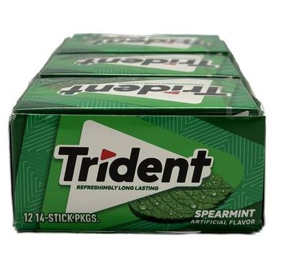 GOMA DE MASCAR TRIDENT DE YERBABUENA SIN AZUCAR CAJA/12 PAQ