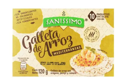 GALLETA DE ARROZ SANISSIMO MEDITERRANEA PAQ/10  120 GMS