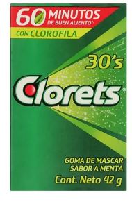 CHICLES CLORETS SABOR MENTA C/30U