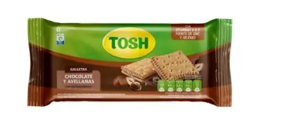 GALLETA TOSH CHOCOLATE Y AVELLANA PAQ/8