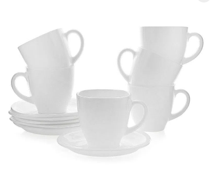 JUEGO DE TAZAS BLANCAS CON PORCELANA DE 8 ONZ (6U)