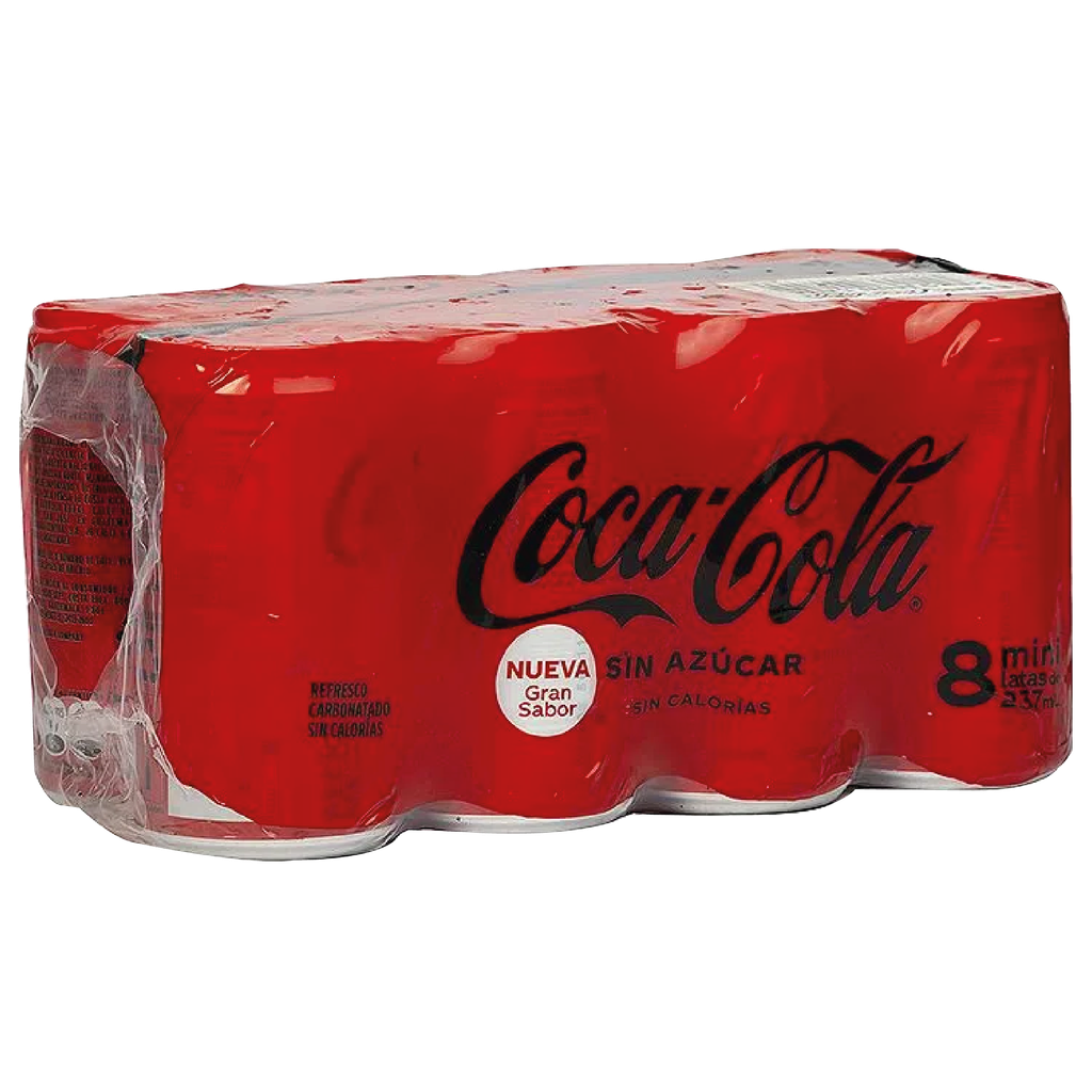 COCA COLA ZERO MINI LATA  PAQ/8