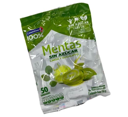 DULCE COLOMBINA MENTA SIN AZUCAR LIMON Y EUCALIPTO (150 GMS)