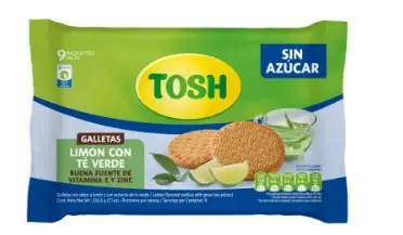 GALLETA TOSH DE LIMON CON TE VERDE PAQ/9