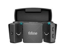 MICROFONO M9 FIFINE DUAL INALAMBRICO CON ESTUCHE PARA GRABAR EN VIVO