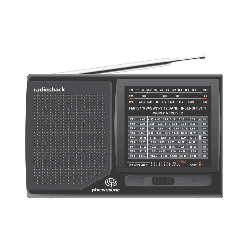 Receptor Multibanda Portátil RadioShack 12 Bandas Negro