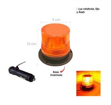 TAMALERA 18 LED AMBAR MAGNETICA ROTATIVA Y FLASH 15*12CMS