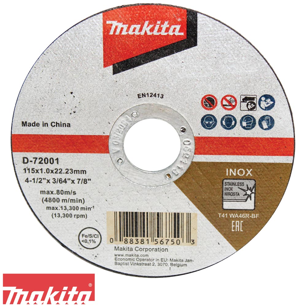 Disco para cortar acero inox - 4.5" x 1.0mm