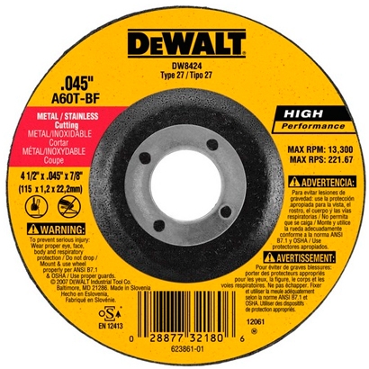 Disco de corte para metal 9 por 1/8 por 7/8 pulgadas DEWALT