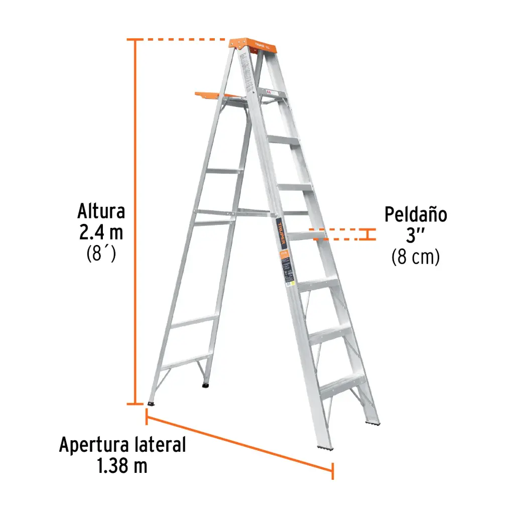 ESCALERA DE TIJERA TIPO II 7 PELDAÑOS Y BANDEJA, TRUPER 10337