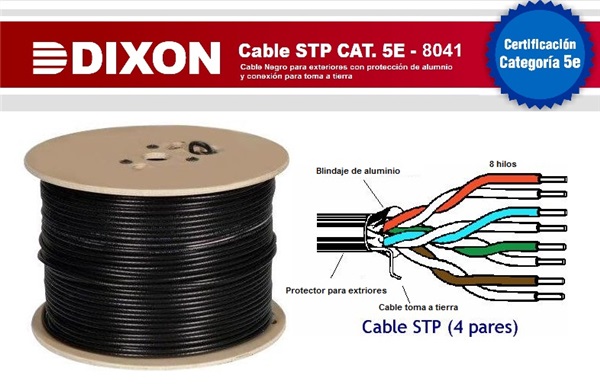 CABLE STP BLINDADO CAT 5E DE 4 PARES INTERP 