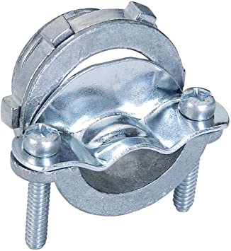 CONECTOR BX RECTO 3/8 PULG. CON ABRAZADERA PARA CABLE 3/8 PULG.