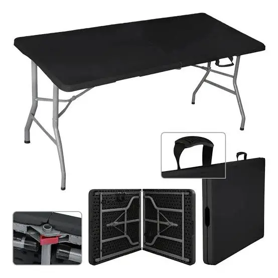 MESA NEGRA PLEGABLE DVSUPPLY 1.80X74X74 CM.