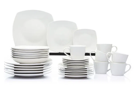 VAJILLA 30 PZS BLANCA PORCELANA