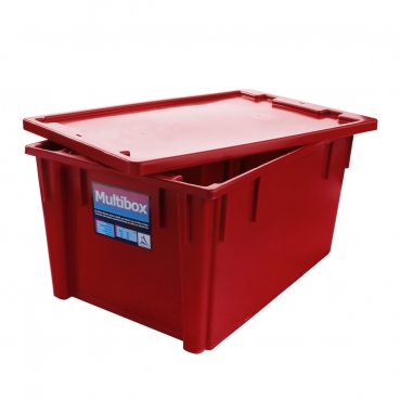 CAJA PLASTICA C/TAPADERA MULTIBOX ROJA