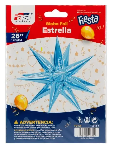 GLOBO DECORATIVO 26" ESTRELLA CELESTE FAST