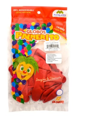 GLOBOS PALMERITOS ESTANDAR ROJO No.9 (12U)