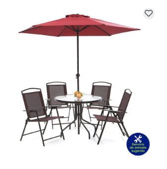 JUEGO DE MESA CON 4 SILLAS + SOMBRILLA