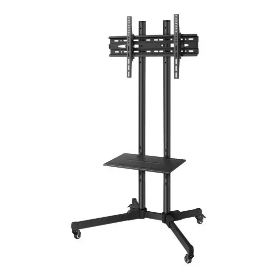 Soporte móvil para pantallas de 19 a 83 pulgadas, con repisa