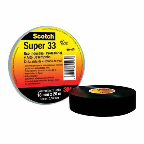 CINTA SCOTCH SUPER 33+ NEGRO GRANDE 3M