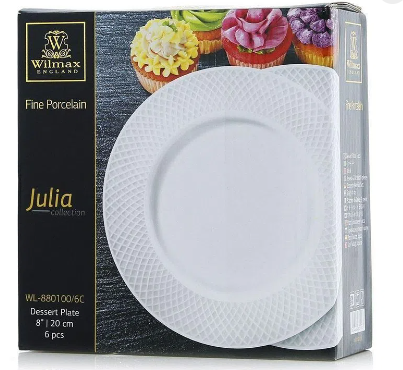 VAJILLA BLANCA DE VIDRIO PARA POSTRES (6 U)