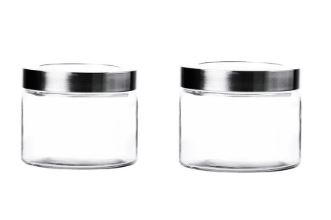 SET DE FRASCOS DE VIDRIO CON TAPA CROMADA (900ML)