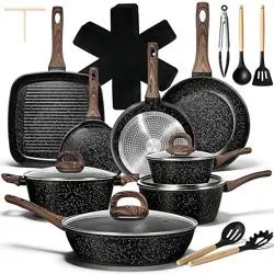 EWFEN 25 Pcs Pots and Pans Set, Nonstick Ceramic Cookware Sets