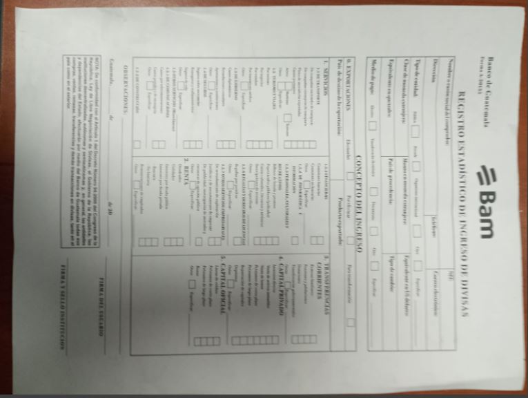 INGRESO DE DIVISAS BAM 707 B/100