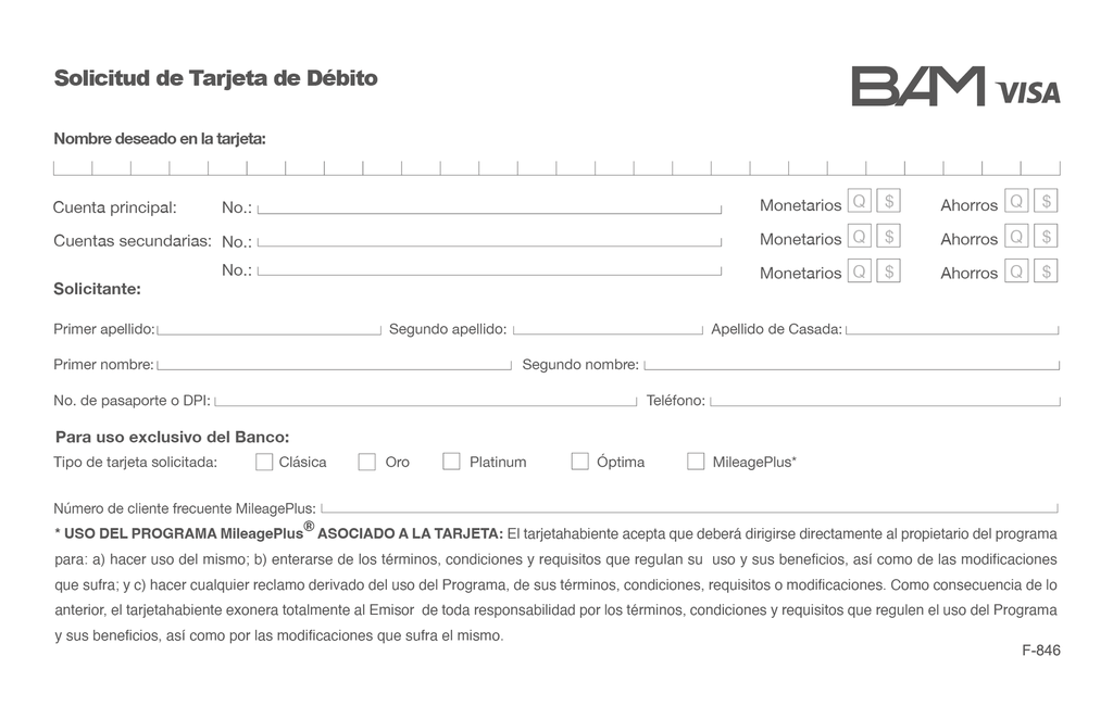 CONTRATO TARJETA 5B BAM B/100 F-846