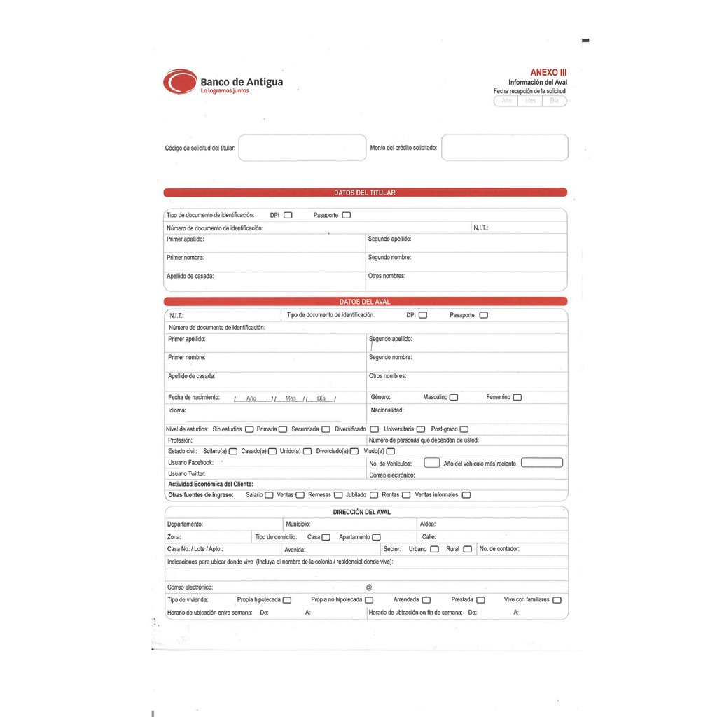 INFORMACION DEL AVAL ANEXO III BDA P/25