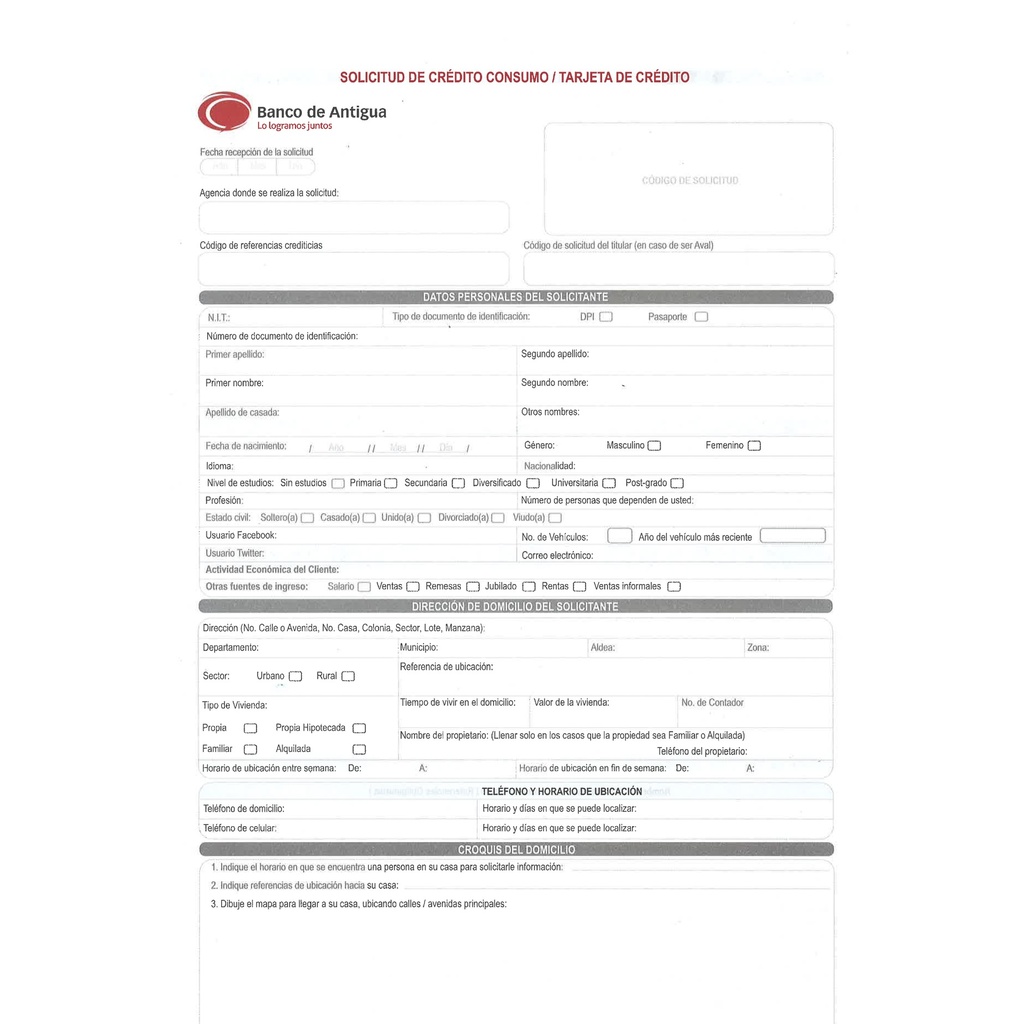 SOLICITUD DE CREDITO DE CONSUMO BDA