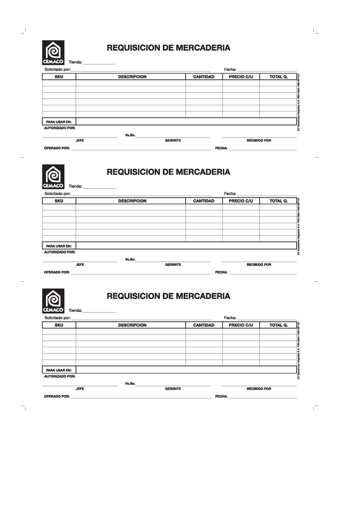 REQUISICION DE MERCADERIA  861290 B/50