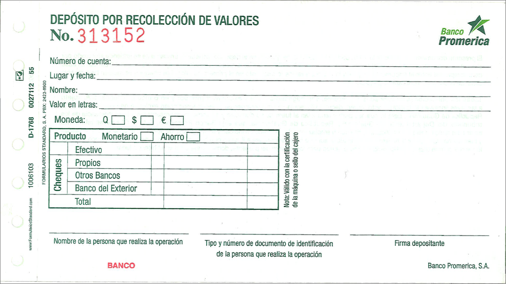 BOLETA POR RECOLECCIÓN DE VALORES BP