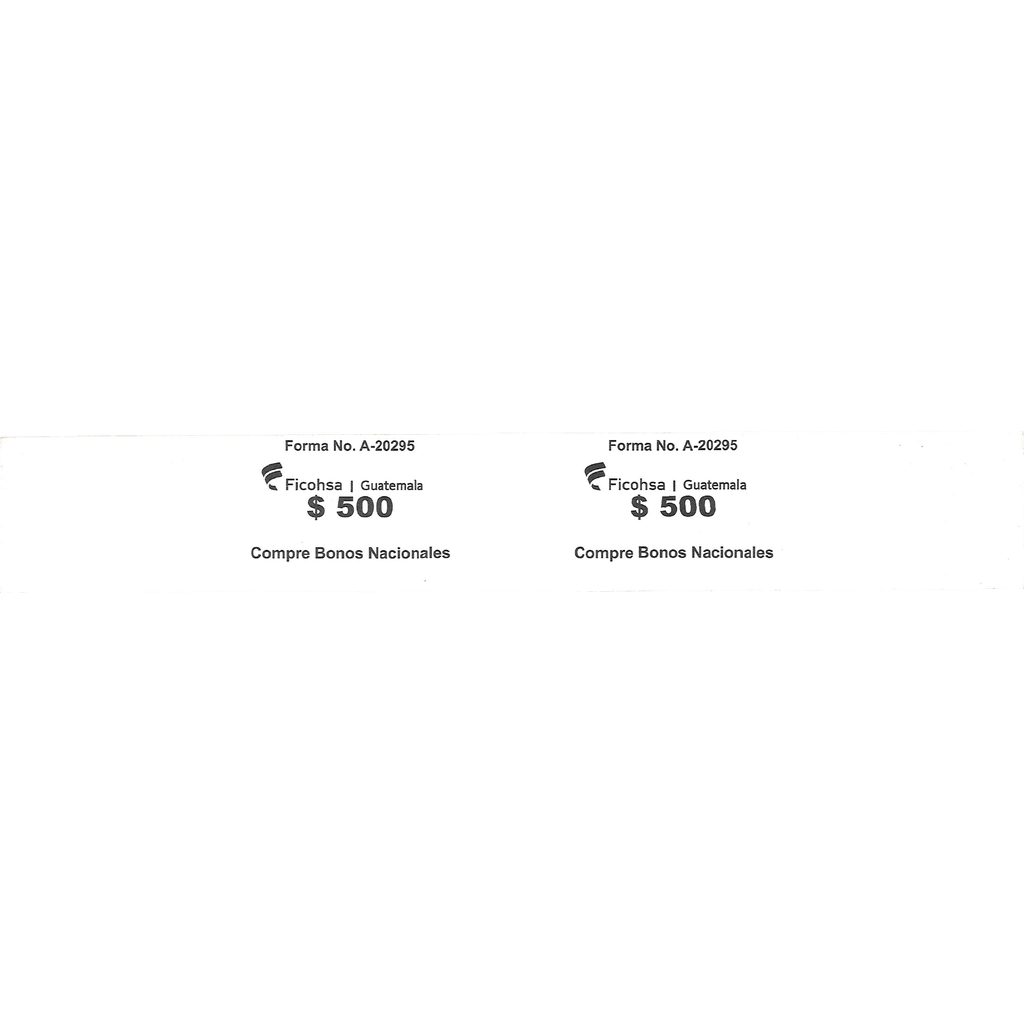 PRECINTO DOLARES $ 500.00 FICOHSA P/100