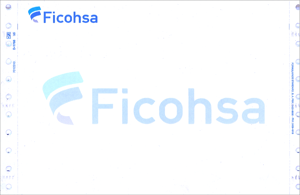 RECIBO DE EGRESOS VARIOS FICOHSA P/100