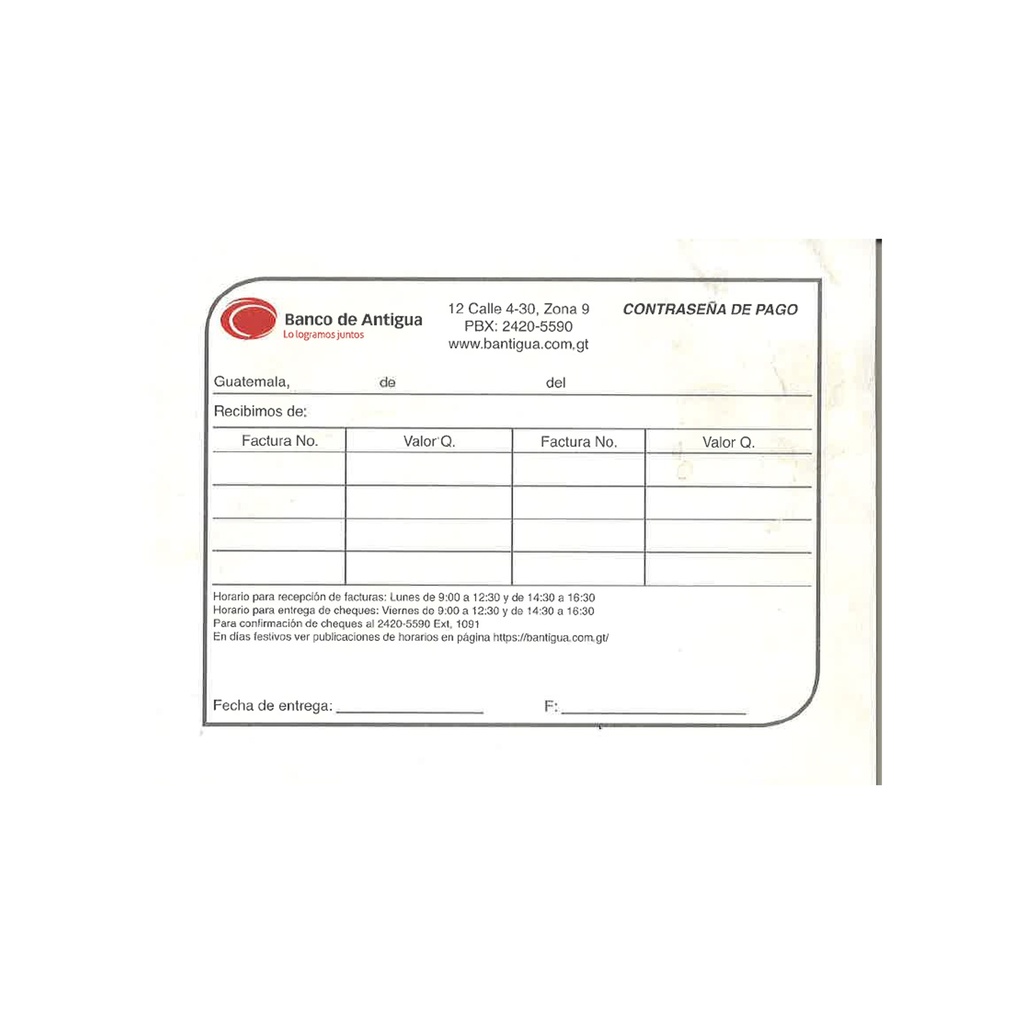 CONTRASEÑAS DE PAGO BDA B/50 (BLOCK 50)