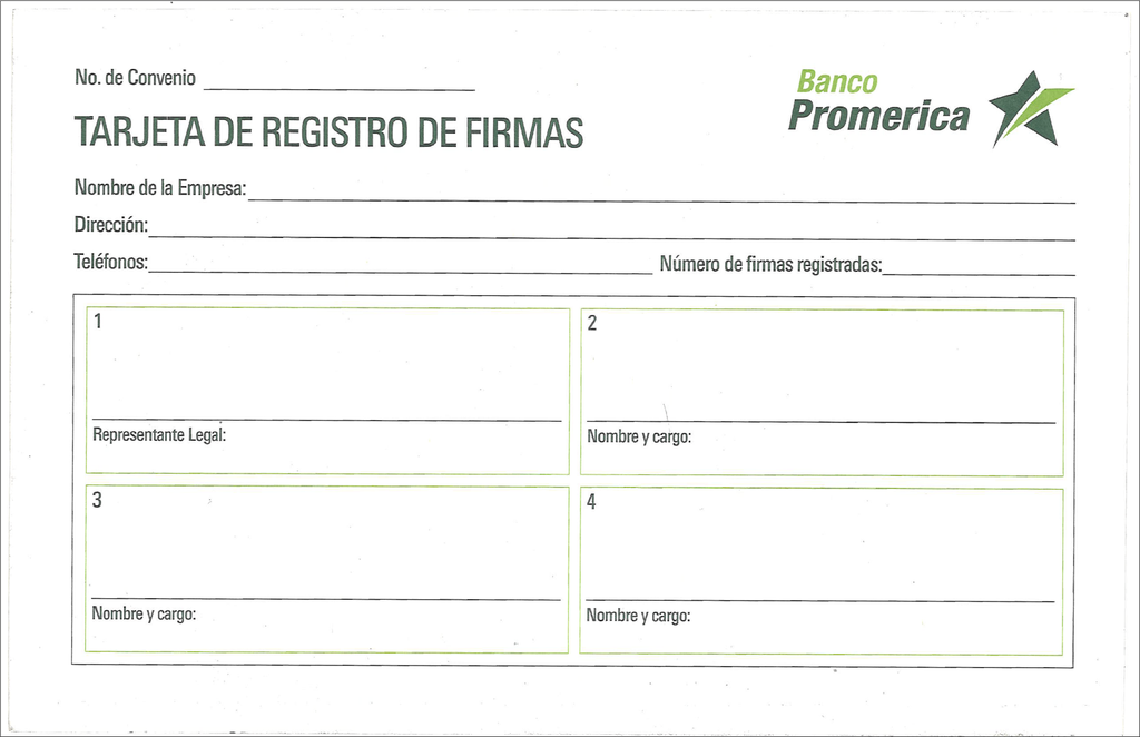 TARJETA DE REGISTRO DE FIRMAS (CON CONVENIO) DC-14