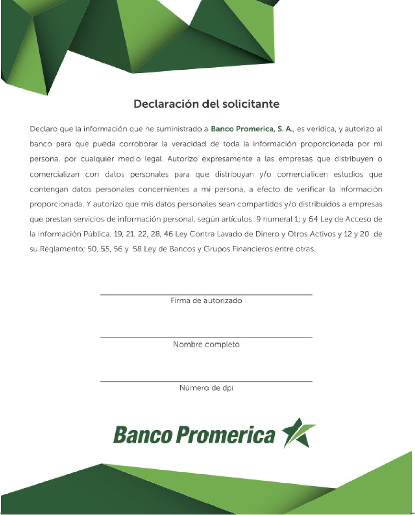 BLOCK DECLARACION DEL SOLICITANTE B/100 