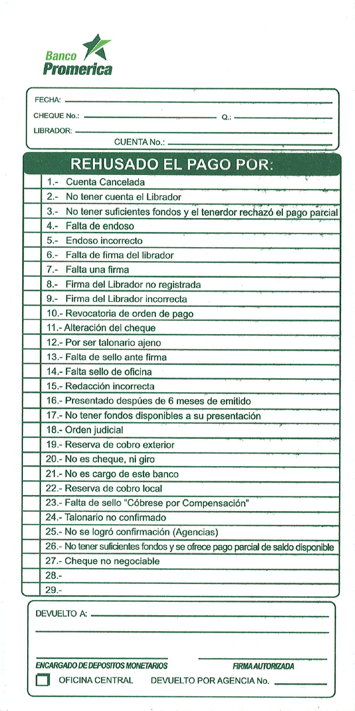 BLOCK REUSO DE PAGO  (BLOCK/100 HOJAS).