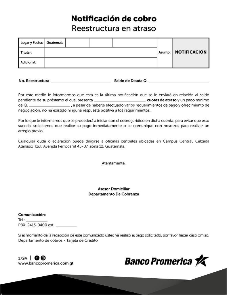BLOCK NOTIFICACION REESTRUCTURAS B/100 