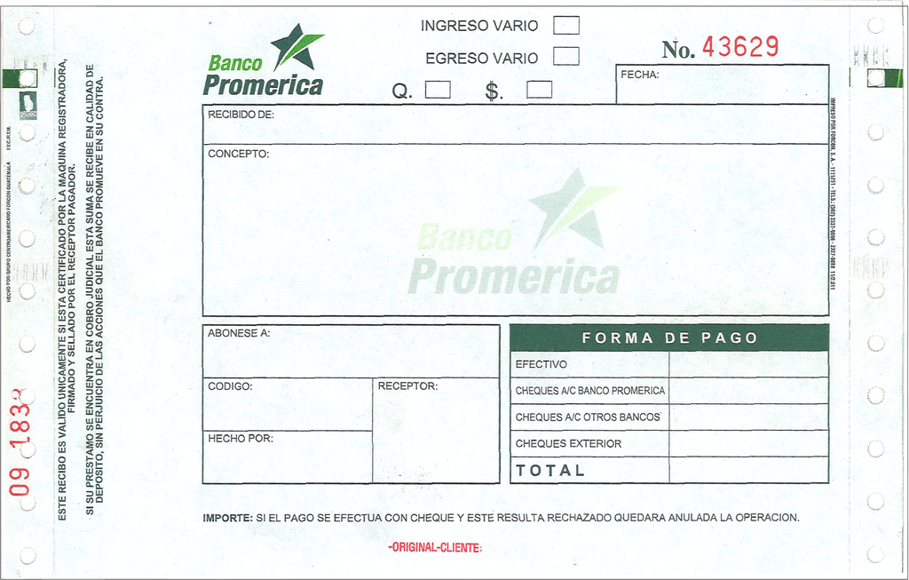 INGRESOS VARIOS BP