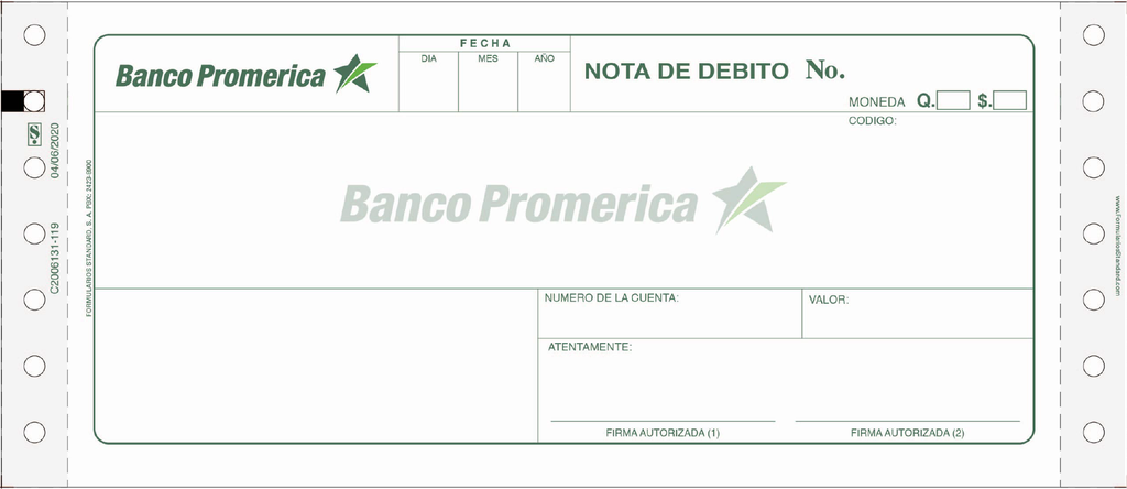 NOTA DE DEBITO BANCO PROMERICA