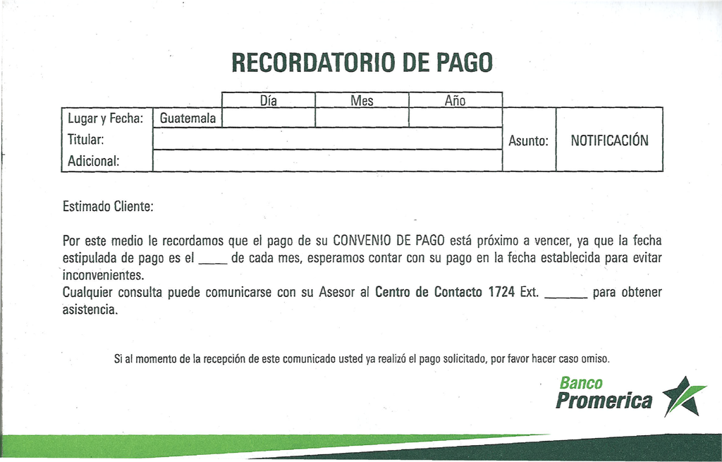 BLOCK RECORDATORIO DE PAGO (100HOJAS) 