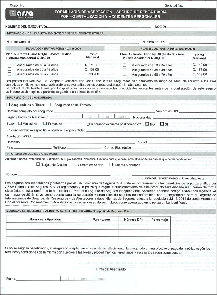 SOLICITUD VENTA SEGURO DE RENTA 