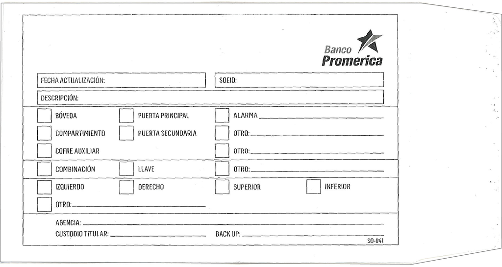 SOBRES PARA LLAVE PAQ/50 BP