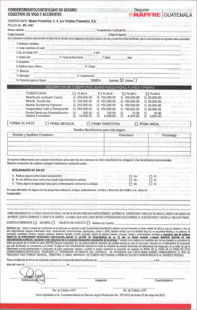 CERTIFICADO VIDA PREMIUM/CARTA 