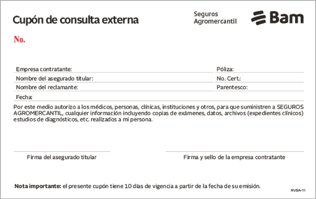 CUPONES DE CONSULTA EXTERNA RVSA-11