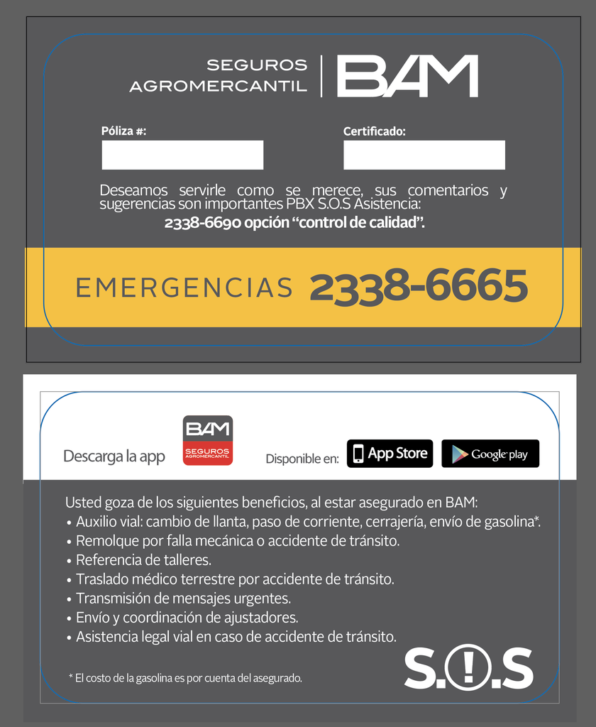 TARJETA DE ASISTENCIA SEGUROS 