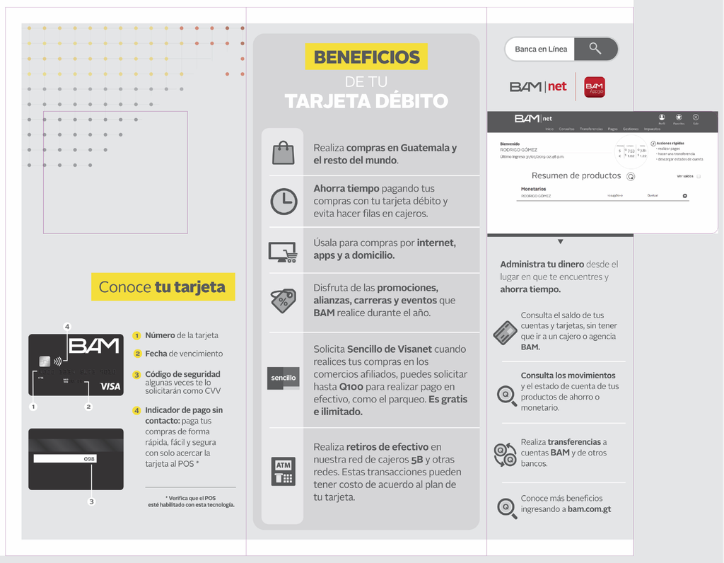 TRIFOLIAR DE BIENVENIDA TD BAM P/100
