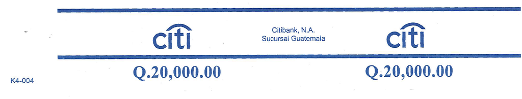 PRECINTO PARA BILLETES Q.20,000 CITI NA P/100